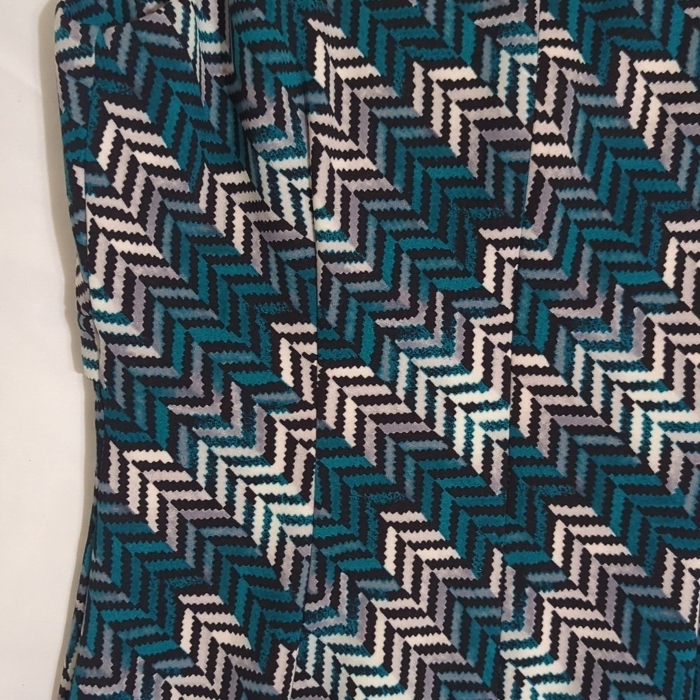 White House Black Market CS ZZ Print Sheath Dress, Black/White/Teal Size 4 - Picture 9 of 16
